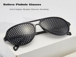 Sunglasses Relieve Pinhole Glasses Men Women Corrective AntiFatigue Myopia Reading Exercise Protector Eyesight Black Whole1937537