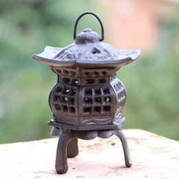 Candle Holders Retro Hexagonal Cast Iron Tealight Holder Indoor Outdoor Decorative Tabletop Or Hanging Lantern Incense Burner