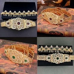 Chain Waist Belts Morocco Caftan Wedding Gold Plated Jewelry Set for Bridal Muslim Arabic Dress Bride Accessory 230224