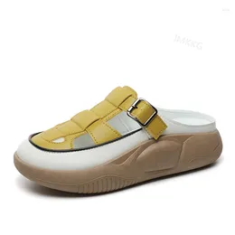 Casual Shoes 2024 Women Half Slippers Fashion Chunky Sneakers Woman Flats Loafers Slip On Round Toe Platform Vulcanize Zapatos De Mujer