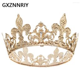 Hair Clips Baroque Round Tiaras And Crowns For Women Accessories Beauty Pageants Crown Gold Colour Jewellery Party Headpiece Gift