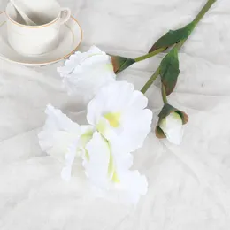 Decorative Flowers Artificial Iris Flower Decor Elegant Branch With Green Leaves For Home Wedding Party Indoor