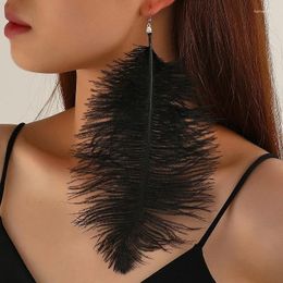 Dangle Earrings Vintage Personality Black Feather For Women Hyperbole Big Long Drop Fashion Jewellery Accessories