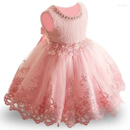 Girl Dresses Born Elegant Bridesmaid Baby Bow Kids Baptism Dress Lace Wedding Birthday Evening Party Princess Clothes 0-2 Yrs