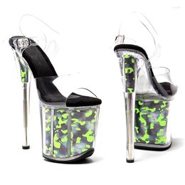 Dress Shoes 20cm/8inches Shiny PVC Upper Electroplate Platform High Heel Sandals Sexy Model Pole Dance 234
