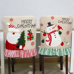 Täcker Santa Snowman Christmas Chair Claus Mönsterstolar Back Cover Xmas Party Decoration Home New Year Decor Sitt Slipcover TH0450 S