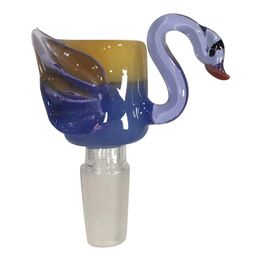 Swan Style Smoking Glass Bowls 14mm 18mm Male Cream Colourful Purple Clear Slide Oil Burner Thick Bowl Joints For Bongs Hookahs Water Pipe