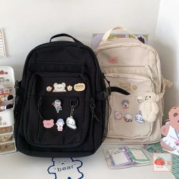 Bags Cute School Backpack Bear Female Student Schoolbag Korean School Bag Badge Girl Doll Backpack Kawaii Book Ladies Fashion Bags