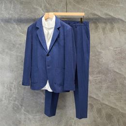 Men's Suits Cotton Linen Blazer Mens Suit Summer Thin Style Spring Autumn Coat Casual Big Size Jacket Men 5xl 6xl 7xl 2024