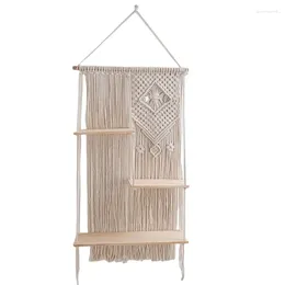 Tapestries Macrames Tapestry Shelves With 3 Tiers Wall Hangings Plant Shelf Decors Handwovens Cotton Rope Bedroom Home