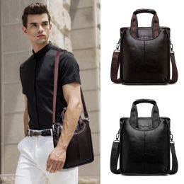 Briefcases Men'S Briefcase PU Leather Handbag Executive Document Office Shoulder Portfolio Business Messenger Crossbody Side Designer Bag