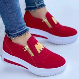 Casual Shoes 2024 Women Sneakers M Printed Side Zipper Platform Plus Size Vulcanised Zapatos De Mujer Flats