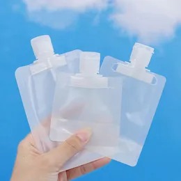 Storage Bags 5pcs 30/50/100ml Portable Travel Fluid Makeup Packing Bag Transparent Flip Cap Packaging Plastic Stand Up Spout Pouch