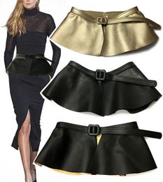 Belts 2022 Trending Woman Wide Gold Black Corset Belt Ladies Fashion Ruffle Skirt Peplum Waist Cummerbunds For Women Dress7024327