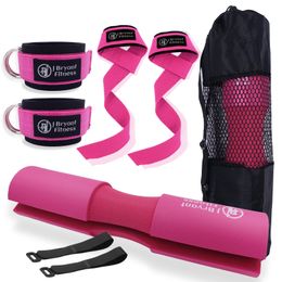 3 in 1 Barbell Pad Set with Carry Bag Weightlifting Wrist Wrap and Gym Ankle Straps for Lunges Hip Thrusts Powerlifting Deadlift 240409