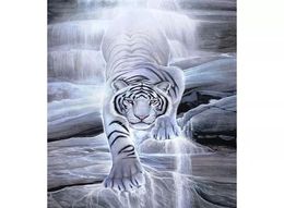 Water White Tiger Full Drill DIY Mosaic Needlework Diamond Painting Embroidery Cross Stitch Craft Kit Wall Home Hanging Decor9172215