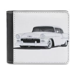 Clips 1955 Chevy Bel Air Drawing Leather Wallet Men Slim Purse Card Holder Wallets Money Bag Ss 1950 Detroit 67 Car Muscle Vintage Cla