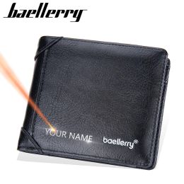 Wallets 2023 Baellerry Men Wallets Brand Card Holder Name Customized Short Male Wallet Coin Pocket Photo Holder Classic Men's Purses