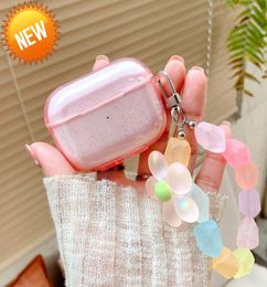 Soft Silicone Glitter Case For Apple Airpods 1 2 Clear Bling Diamond Flower Keyring Bluetooth Earphone Cover For Air Pods Pro2654924