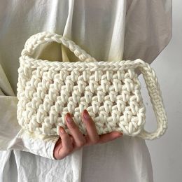 Bags Women's Handbag Cotton Rope Crochet Tote Bag Purse Handmade Woven Shoulder Bags Knitting Small Hobo Fashion Shopping Bags Clutch