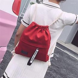 Shopping Bags Canvas Drawstring Backpack School Gym Bag Storage Pack Rucksack Pouch For Back Teen