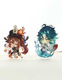 Anime Genshin Impact Cosplay Chibi Hutao Xiao Ganyu Keychain Venti Albedo Cute Character Car Pendant Fans Collection Props Y07281674403