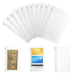 Bags 20Pcs A6 Zipper Binder Waterproof 6Holes Binder Pockets Clear PVC Binder Inserts Binder Envelopes Photos Collection of banknotes