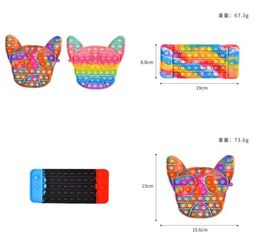 Tie Dye Rainbow Bull Terrier Gamepad Cartoon Shape Board Game Poo-its Toys Push Bubble per Key Ring Early Educational Gift Kids Christmas Toy G83ZB6L6803722