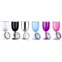 Tumblers Stemmed Stainless Steel Wine Glasses With Lid Double Wall Insulated Tumbler Unbreakable Goblets 10Oz