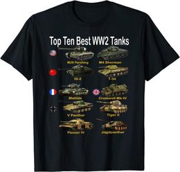 Men039s TShirts Top Ten Tanks Sherman Panzer Panther Tiger T34 Summer Cotton Oneck TShirt5278362