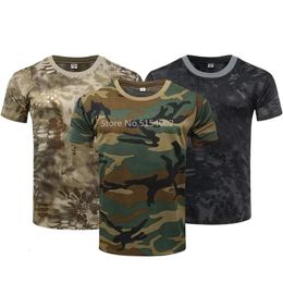 Men Casual Short Sleeve Tactical Military T Shirts Camouflage T-Shirt Quick Dry Outdoor Gym Top Tees Cargo T Shirt Male Clothing 240419