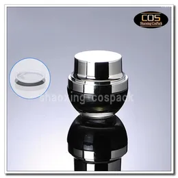Storage Bottles 20ml Glass Cosmetic Packaging Container Supplier Empty Black Jars With Silver Lids Wholesale