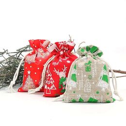 Claus Santa Christmas Bags Gift Candy Bag Elk Gifts Drawstring Ring Necklace Storage Pouch Xmas Tree Hanging Decoration TH0208 s