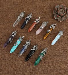 2020 New Fashion Natural Stone Crystal Head Hexagonal Column DIY Necklace Pendant Leather Chains For Women Men Jewelry4815505