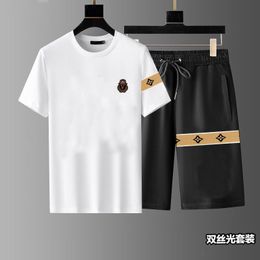 Summer Fashion Men and Womens Shorts Tracksuit Sets Short Sleeve 100% Cotton black T Shirt Shorts Print Male Set Men's Brand ClothingP4455