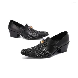 Dress Shoes Luxury Genuine Leather Men Pointed Toe Black Business Office Slip-on Big Size 37-46