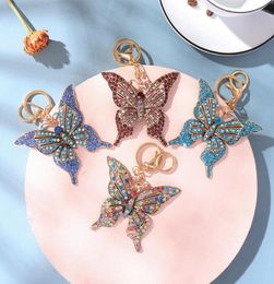 Glittering Crystal Butterfly Keychain Full Rhinestone Alloy Key Chain For Women Girl Car Handbag Bag Charm Pendant KeyRing 4 color1755670