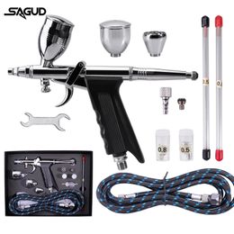 SAGUD Professional Airbrush Kit 030508mm Nozzle Needle Accessories Suitable for Nail Art Tattoo Car Model Spray Painting 240408