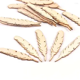 Christmas Decorations 10pcs Natural Wooden Feather Pendant Scrapbooking Wood Decoration For Home M1836