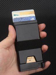Holders Gebwolf Men Aluminium Cardholder Wallet Pop Up RFID Blocking Slim Minimalist Card Holder