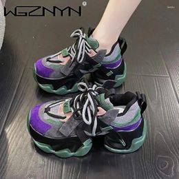 Casual Shoes 2024 Autumn Winter Chunky Sneakers Women Lace Up Platform Sports Woman Goth Thick Bottom High Heels Female Wedges