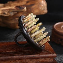 Natural Horn Massage Comb Scalp Massage Meridian Scraping Head Acupuncture Massager Gua Sha Therapy Sandalwood Brush Anti-Static 240412