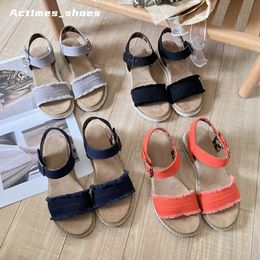 Designer Sandals Brand Classic Women Sandals Summer Genuine Leather Outsole Sandals Denim Fabric Outdoor Casual Lightweight Sandal Fashion Sneakers Size 35-41