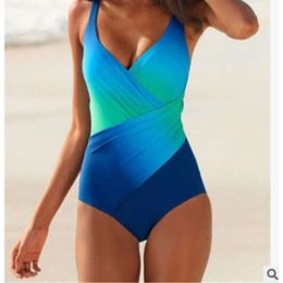 New Swimsuit Bikini Rainbow Gradient Fat Woman Plus Size Women's Jumpsuit Bikini