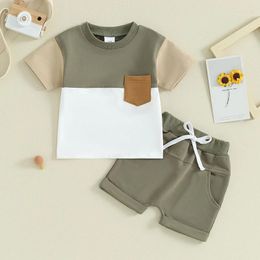 Clothing Sets Baby Boys Shorts Set Short Sleeve Contrast Colour T-shirt With Elastic Waist Summer Outfit
