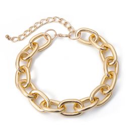 Punk Thick Chain Oval Necklace European And American Hip-Hop Geometric Hollow Jewelry Female Exaggerated F005