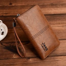 Wallets Men's Brand New Design Money Purse PU Leather Wallet Large Capacity Clutch Hand Bag Casual Hollow Out Long Phone Wallet For Male