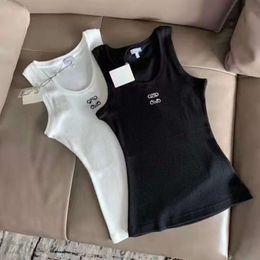 Womes Designer woman crop designer Camis Anagram-embroidered cotton-blend tank top Shorts T Shirts Yoga Suit Knitted Fitness Sports Ladies Tees 1166ess