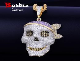 Men039s Skull Pendant Necklace Personality Chain Gold Silver Iced Out Cubic Zirconia Hip hop Rock Jewelry1124481