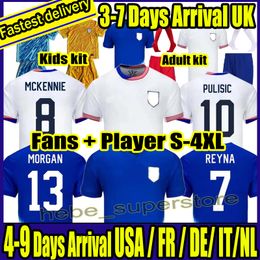 S-4XL USAS Soccer Jerseys 2024 2025 Copa America USWNT Woman Kids Kit USMNT 24/25 Home Away Football Shirts Men Player Version 2024 PULISIC SMITH MORGAN BALOGUN